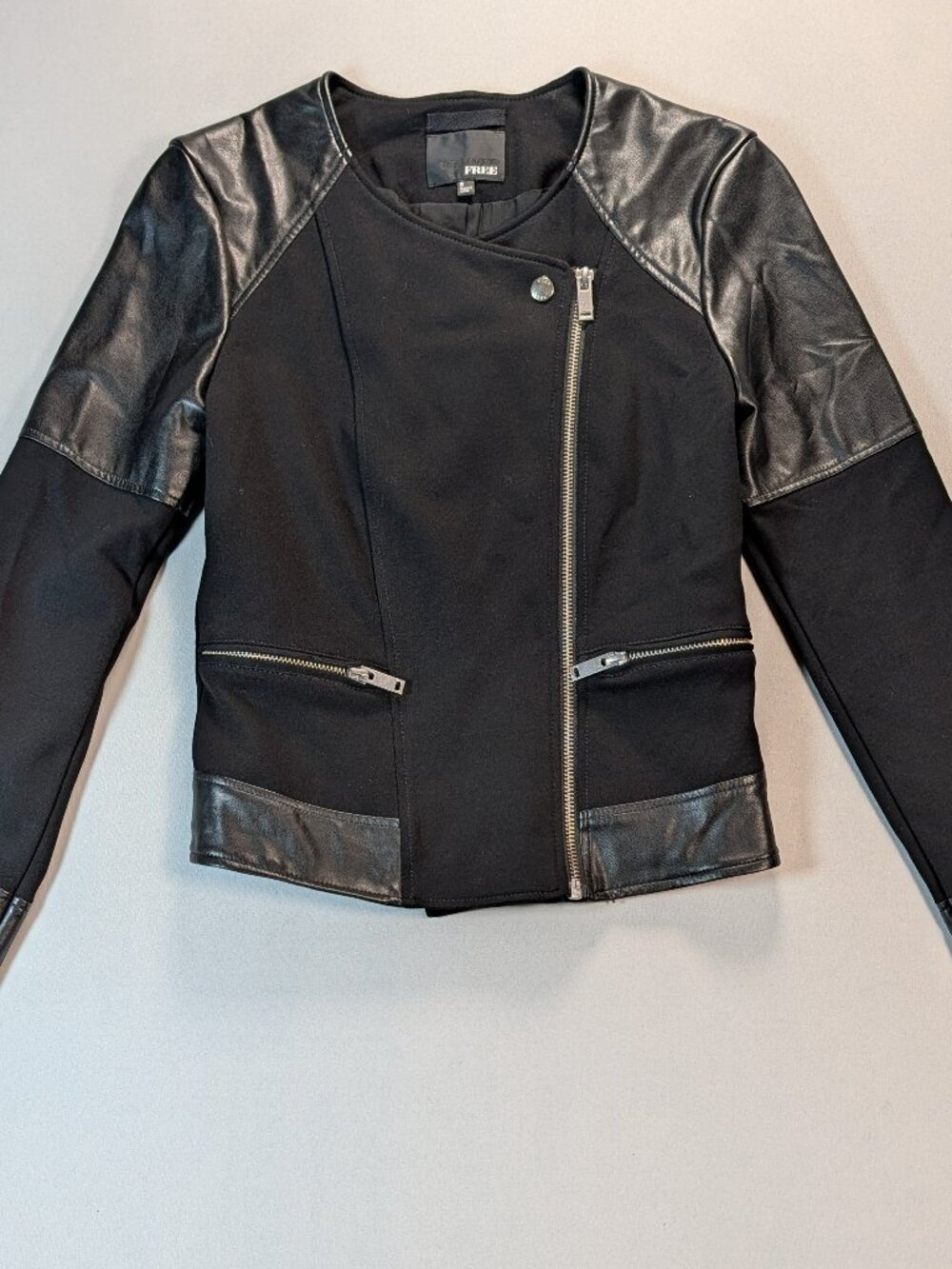 Aritzia Wilfred Free Mixed Media Faux Leather Moto Jacket Black S